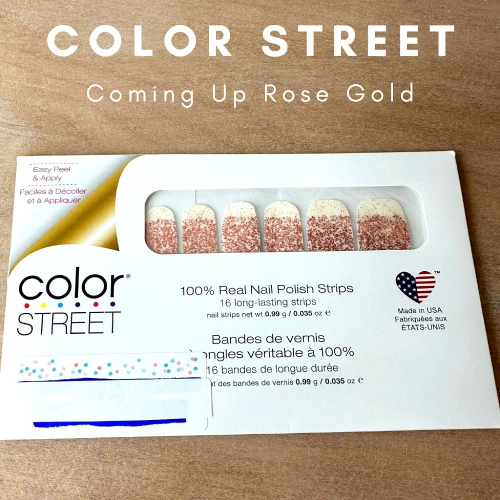 New Sealed Color Street Nail Strips Nail Polish Coming Up Rose Gold Glitter
